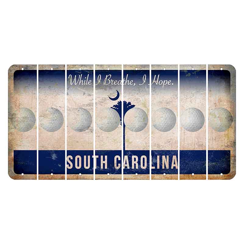 South Carolina While I Breathe Cut License Plate Strips (Set of 8) Golfball