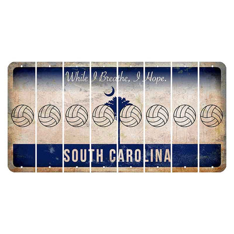 South Carolina While I Breathe Cut License Plate Strips (Set of 8) Volleyball