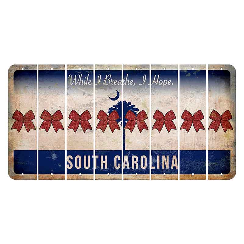 South Carolina While I Breathe Cut License Plate Strips (Set of 8) Cheer Bow