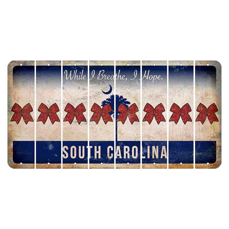 South Carolina While I Breathe Cut License Plate Strips (Set of 8) Cheer Bow