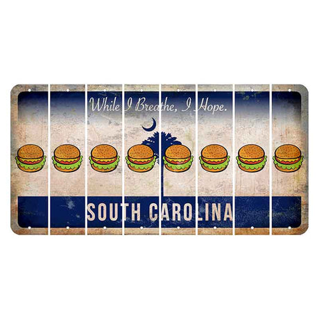 South Carolina While I Breathe Cut License Plate Strips (Set of 8) Hamburger