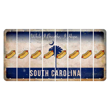 South Carolina While I Breathe Cut License Plate Strips (Set of 8) Hotdog