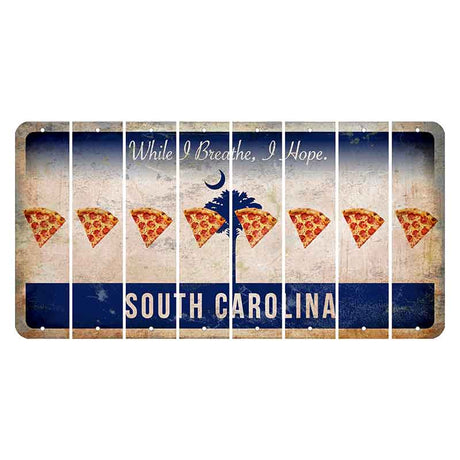 South Carolina While I Breathe Cut License Plate Strips (Set of 8) Pizza