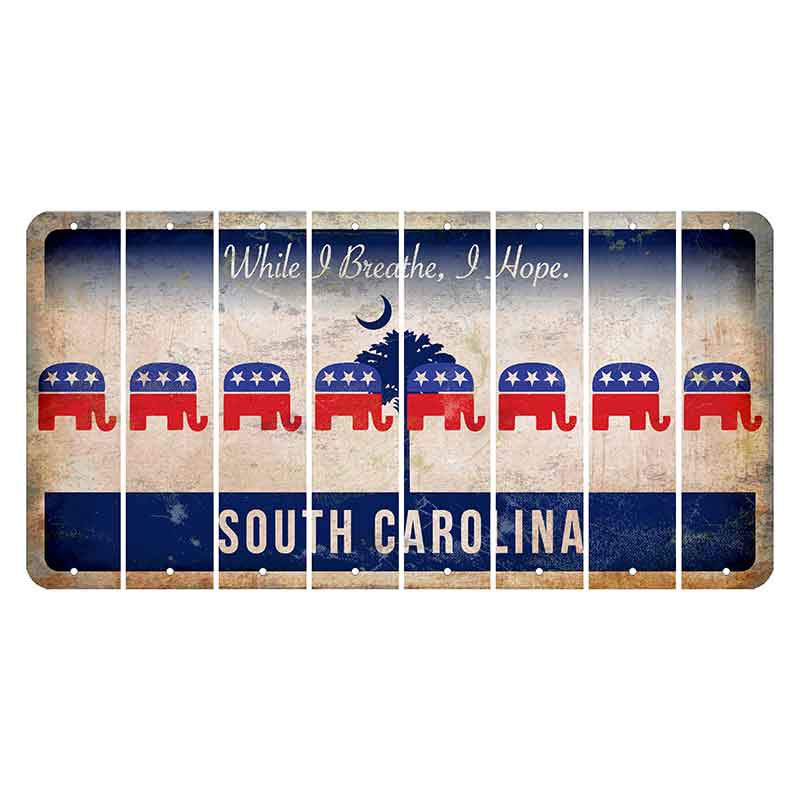 South Carolina While I Breathe Cut License Plate Strips (Set of 8) Republican