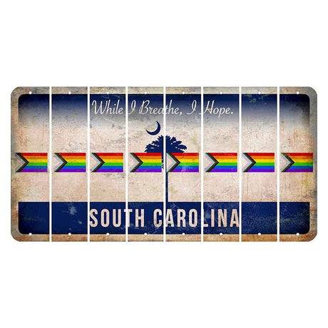 South Carolina While I Breathe Cut License Plate Strips (Set of 8) LGBTQ Flag