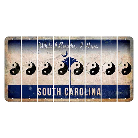 South Carolina While I Breathe Cut License Plate Strips (Set of 8) Yin Yang