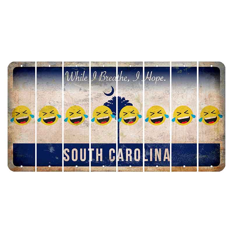 South Carolina While I Breathe Cut License Plate Strips (Set of 8) Emoji - Laughing