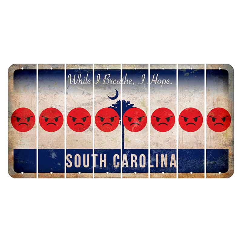 South Carolina While I Breathe Cut License Plate Strips (Set of 8) Emoji - Angry