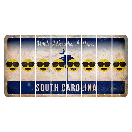 South Carolina While I Breathe Cut License Plate Strips (Set of 8) Emoji - Shades