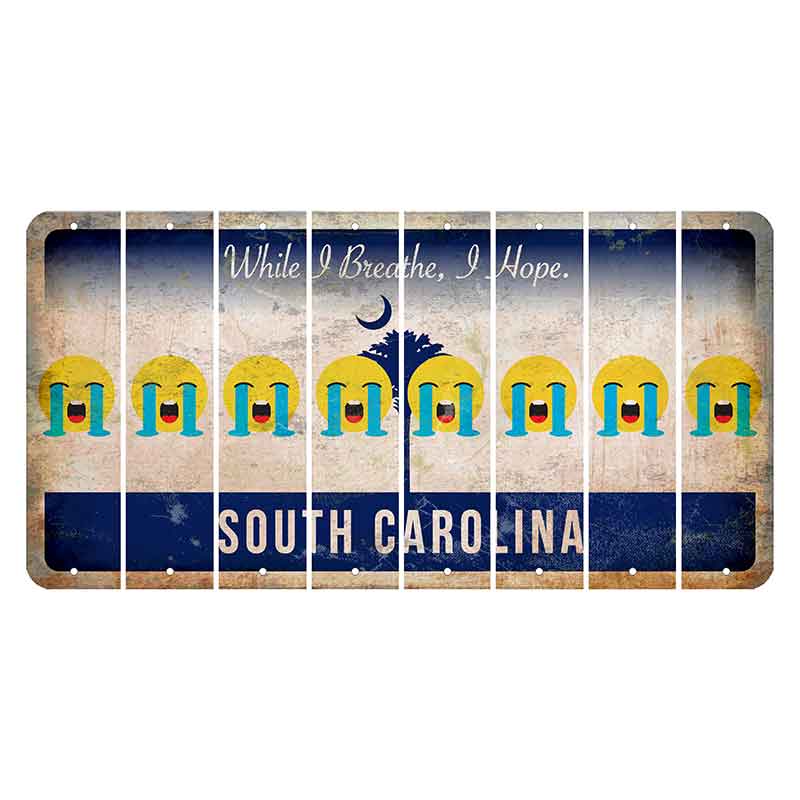 South Carolina While I Breathe Cut License Plate Strips (Set of 8) Emoji - Crying