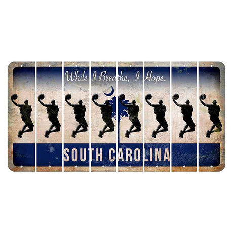 South Carolina While I Breathe Cut License Plate Strips (Set of 8) Basketball Player