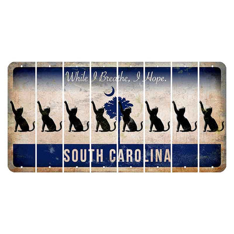 South Carolina While I Breathe Cut License Plate Strips (Set of 8) Cat