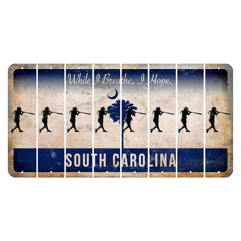 South Carolina While I Breathe Cut License Plate Strips (Set of 8) Softball Batter