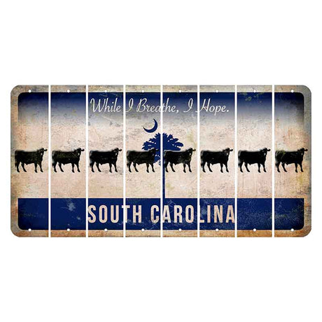 South Carolina While I Breathe Cut License Plate Strips (Set of 8) Dairy Cow