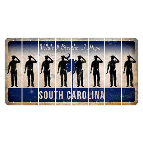 South Carolina While I Breathe Cut License Plate Strips (Set of 8) Police Officer