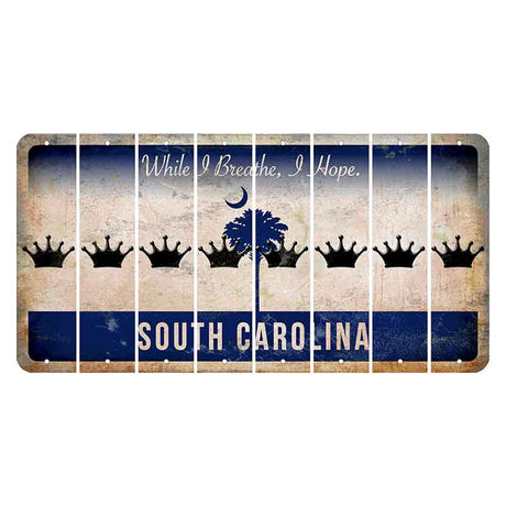 South Carolina While I Breathe Cut License Plate Strips (Set of 8) Crown