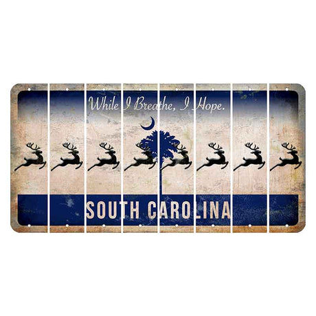 South Carolina While I Breathe Cut License Plate Strips (Set of 8) Reindeer