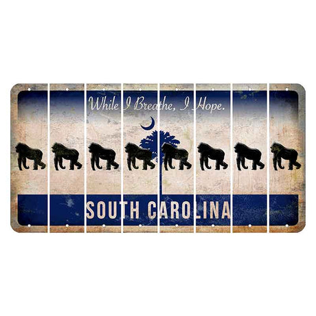 South Carolina While I Breathe Cut License Plate Strips (Set of 8) Gorilla