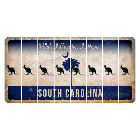 South Carolina While I Breathe Cut License Plate Strips (Set of 8) Kangaroo