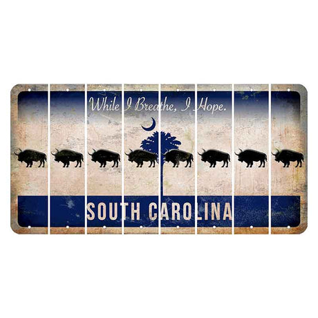 South Carolina While I Breathe Cut License Plate Strips (Set of 8) Buffalo