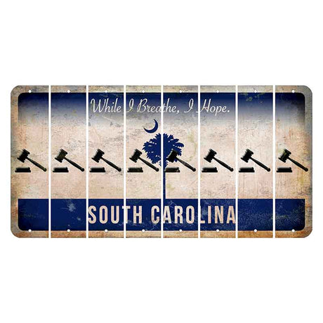 South Carolina While I Breathe Cut License Plate Strips (Set of 8) Gavel