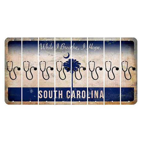 South Carolina While I Breathe Cut License Plate Strips (Set of 8) Stethoscope