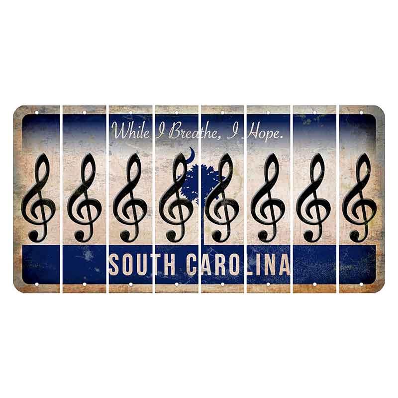 South Carolina While I Breathe Cut License Plate Strips (Set of 8) Music Note