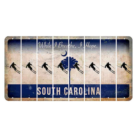 South Carolina While I Breathe Cut License Plate Strips (Set of 8) Skier