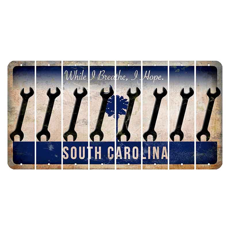 South Carolina While I Breathe Cut License Plate Strips (Set of 8) Wrench