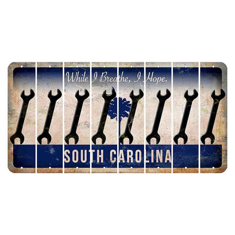 South Carolina While I Breathe Cut License Plate Strips (Set of 8) Wrench