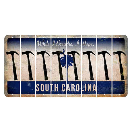 South Carolina While I Breathe Cut License Plate Strips (Set of 8) Hammer