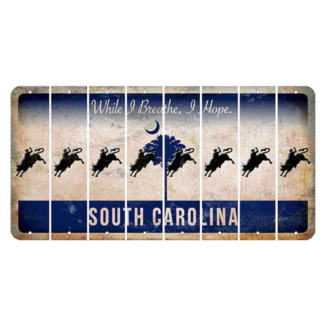 South Carolina While I Breathe Cut License Plate Strips (Set of 8) Bull Rider