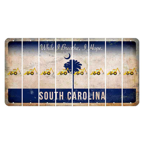 South Carolina While I Breathe Cut License Plate Strips (Set of 8) Backhoe