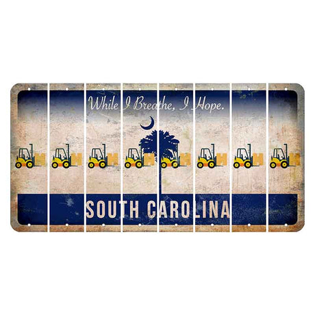 South Carolina While I Breathe Cut License Plate Strips (Set of 8) Forklift