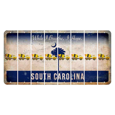 South Carolina While I Breathe Cut License Plate Strips (Set of 8) Cement Truck