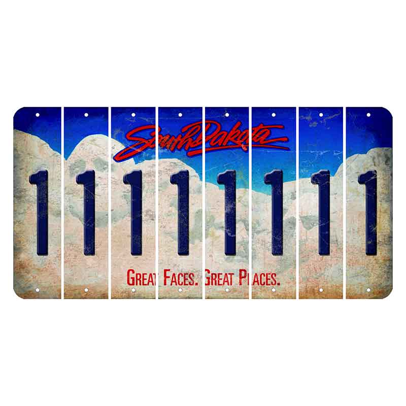 South Dakota Great Faces Great Places Cut License Plate Strips (Set of 8) 1