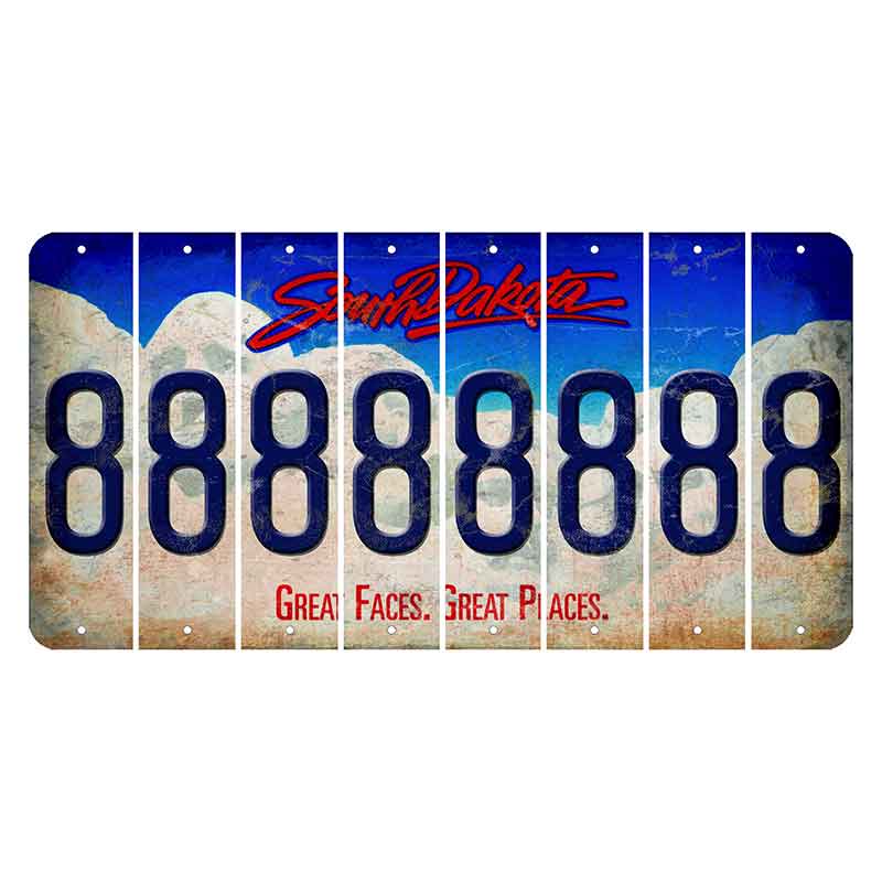 South Dakota Great Faces Great Places Cut License Plate Strips (Set of 8) 8