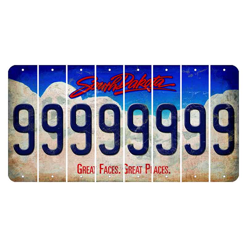 South Dakota Great Faces Great Places Cut License Plate Strips (Set of 8) 9