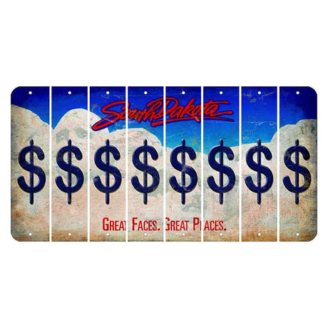 South Dakota Great Faces Great Places Cut License Plate Strips (Set of 8) Dollar Sign