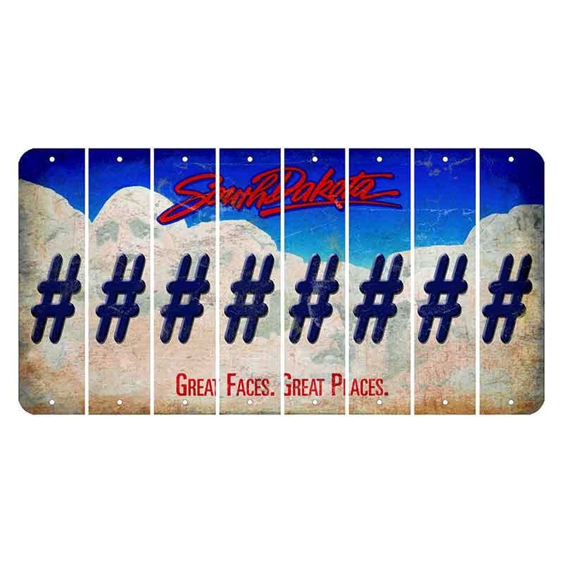 South Dakota Great Faces Great Places Cut License Plate Strips (Set of 8) Hashtag