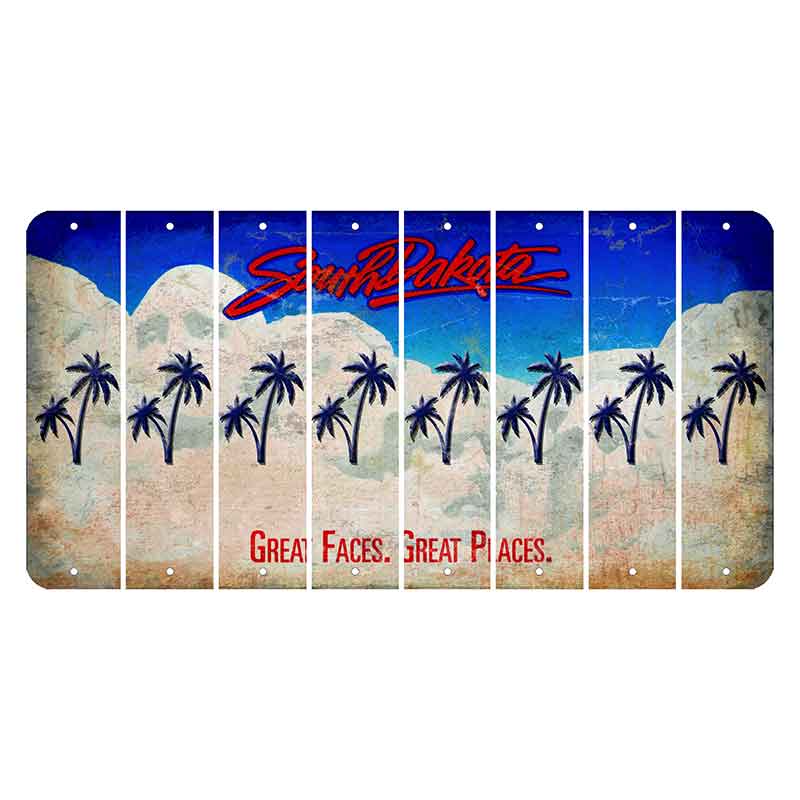 South Dakota Great Faces Great Places Cut License Plate Strips (Set of 8) Palm Trees