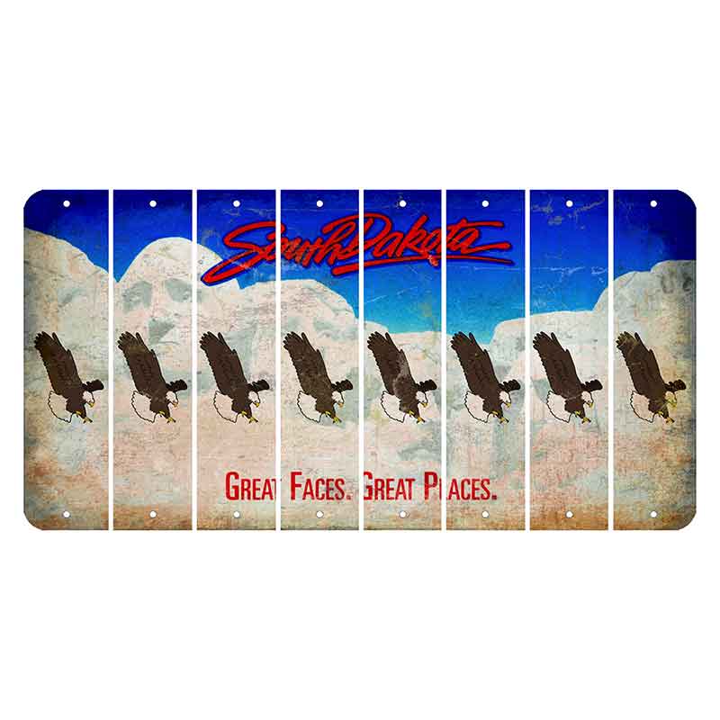 South Dakota Great Faces Great Places Cut License Plate Strips (Set of 8) Bald Eagle