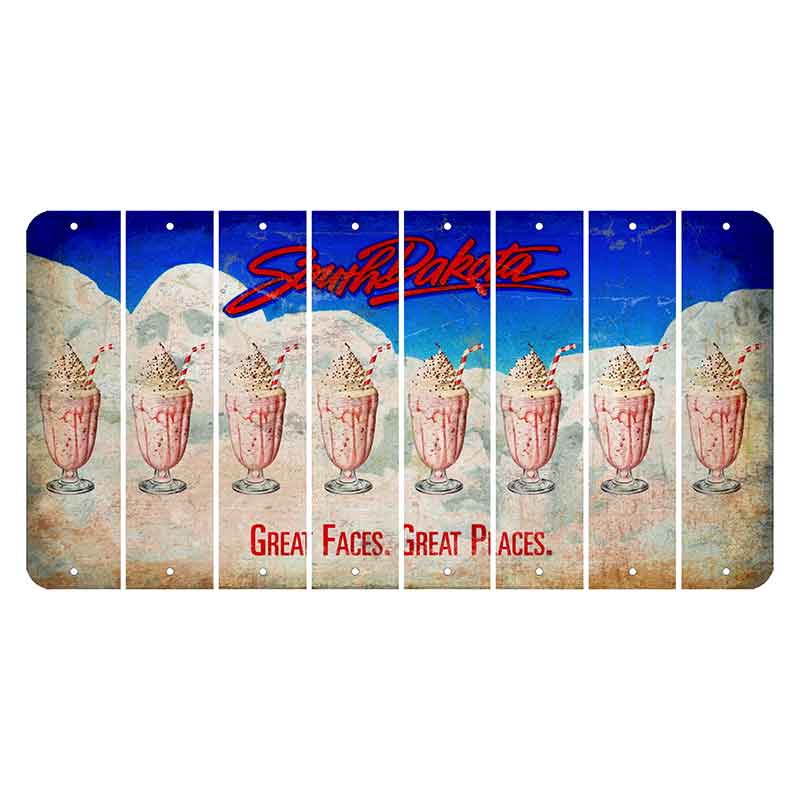 South Dakota Great Faces Great Places Cut License Plate Strips (Set of 8) Milkshake