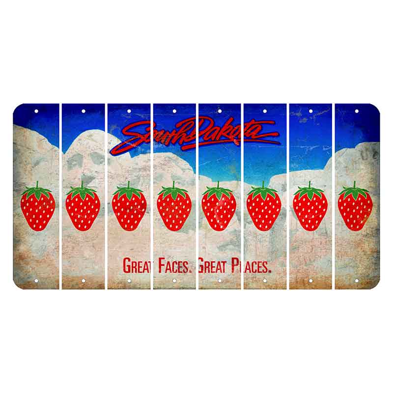 South Dakota Great Faces Great Places Cut License Plate Strips (Set of 8) Strawberry