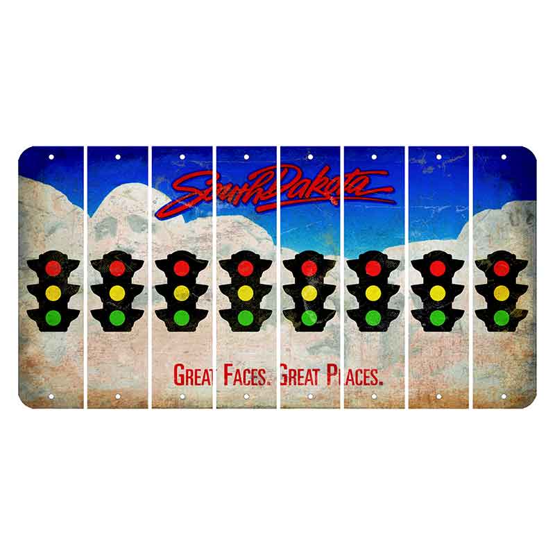 South Dakota Great Faces Great Places Cut License Plate Strips (Set of 8) Traffic Light