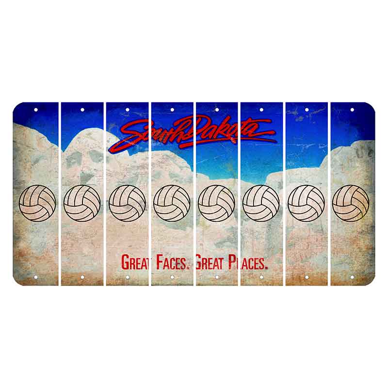 South Dakota Great Faces Great Places Cut License Plate Strips (Set of 8) Volleyball