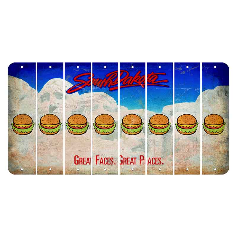 South Dakota Great Faces Great Places Cut License Plate Strips (Set of 8) Hamburger