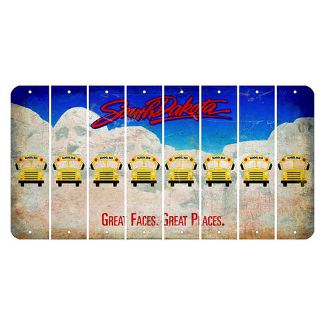 South Dakota Great Faces Great Places Cut License Plate Strips (Set of 8) School Bus