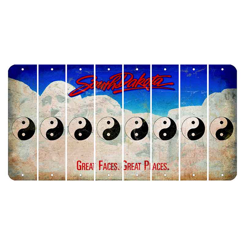 South Dakota Great Faces Great Places Cut License Plate Strips (Set of 8) Yin Yang