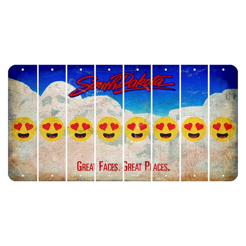 South Dakota Great Faces Great Places Cut License Plate Strips (Set of 8) Emoji - Heart Eyes